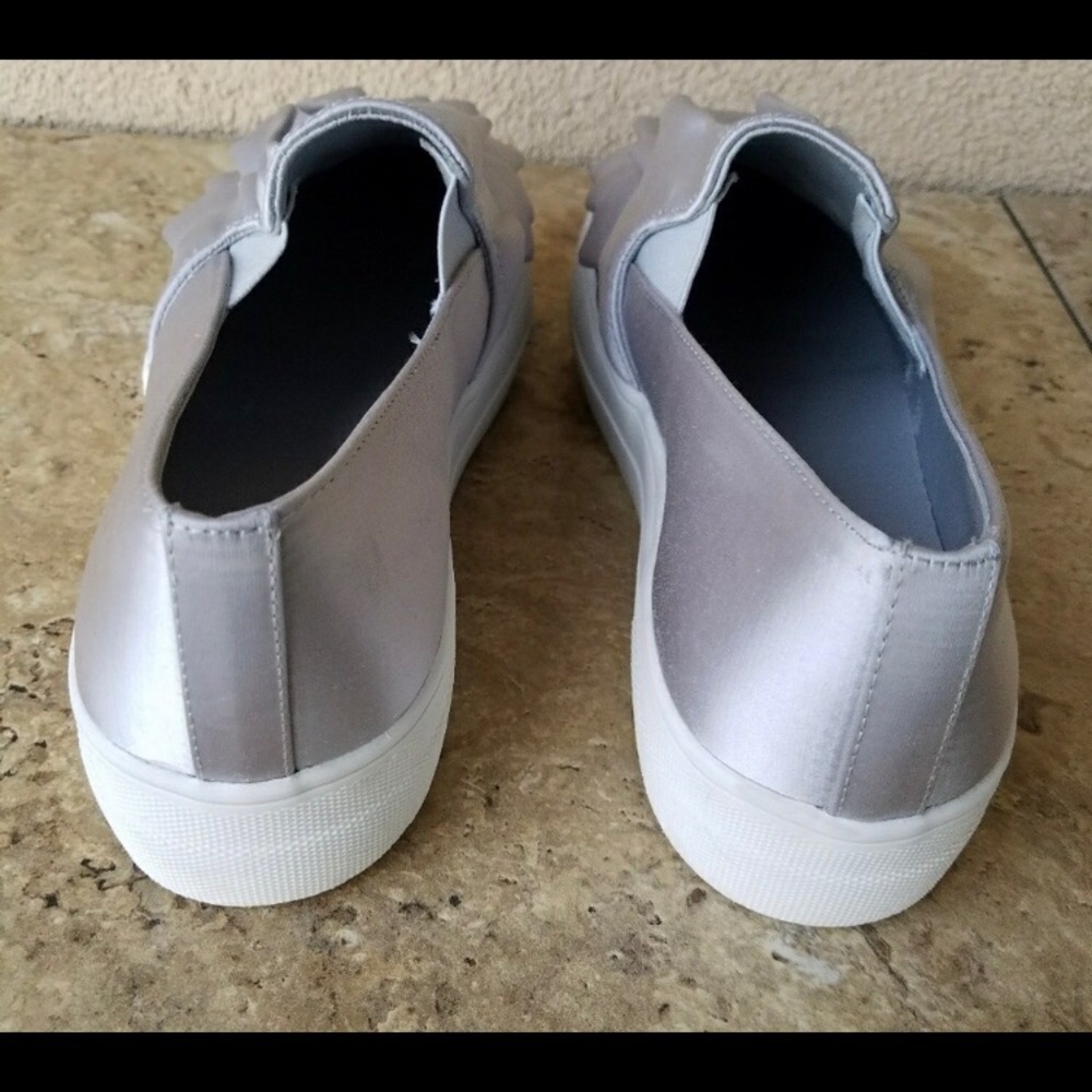 Silver Satin Ruffle Platform Sneakers 7
